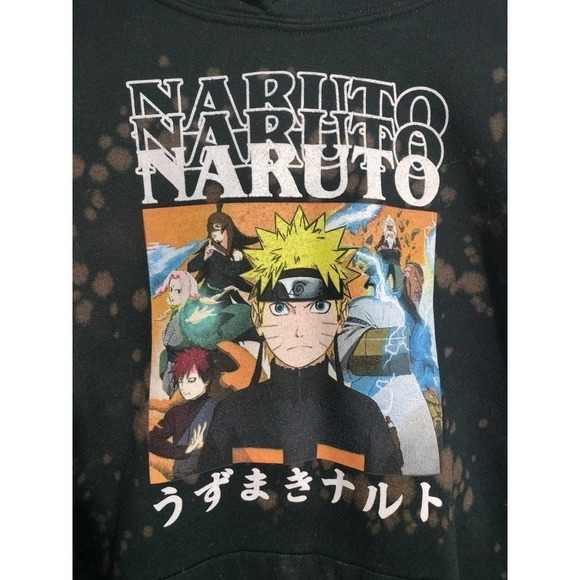 Naruto VINTAGE Y2K black bleached hoodie over sized men's medium - Picture 2 of 6